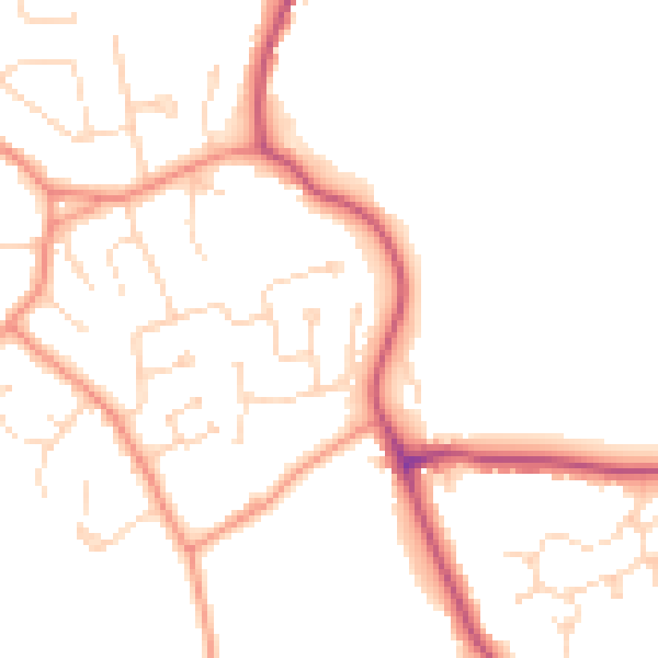 Daytime road noise heatmap for PE11 3TT