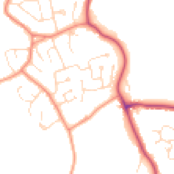 Daytime road noise heatmap for PE11 3TU