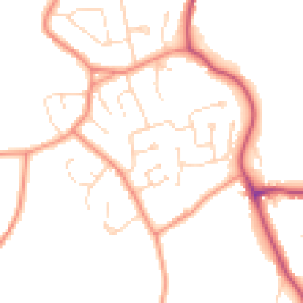 Daytime road noise heatmap for PE11 3TX