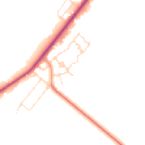 Daytime road noise heatmap for PE11 3UJ
