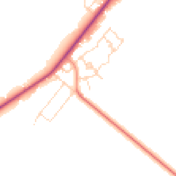 Daytime road noise heatmap for PE11 3UR