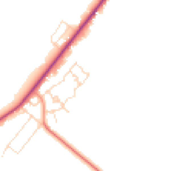 Daytime road noise heatmap for PE11 3UZ
