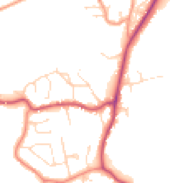Daytime road noise heatmap for PE11 3XA