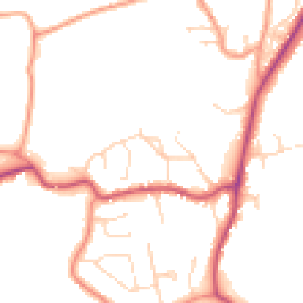 Daytime road noise heatmap for PE11 3XB