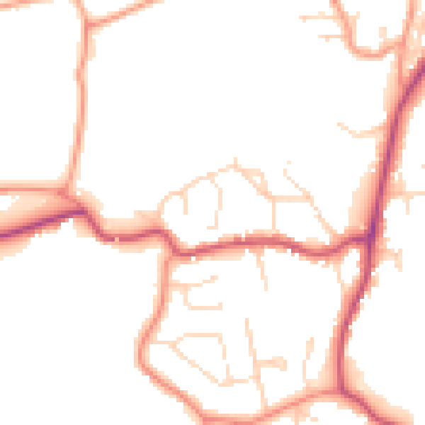 Daytime road noise heatmap for PE11 3XE