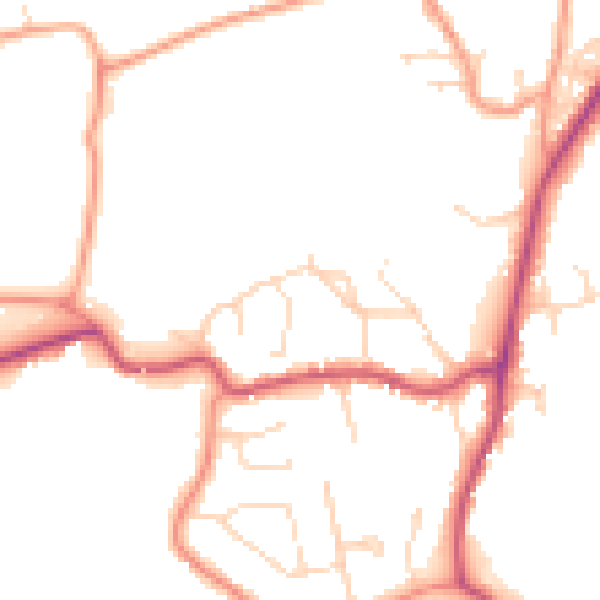 Daytime road noise heatmap for PE11 3XF