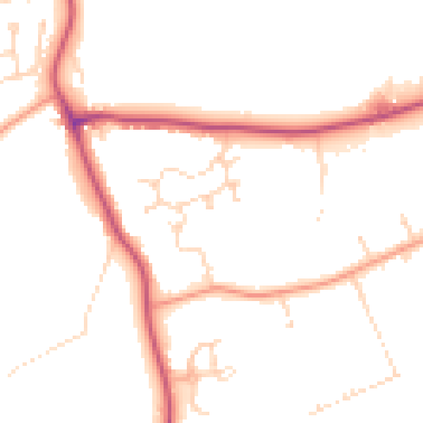 Daytime road noise heatmap for PE11 3XH