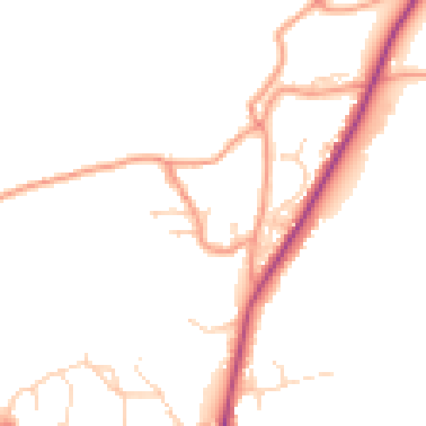 Daytime road noise heatmap for PE11 3XL