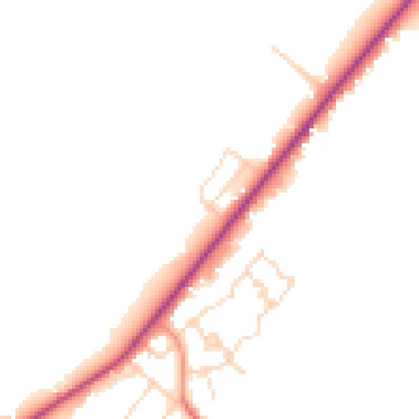 Daytime road noise heatmap for PE11 3XU