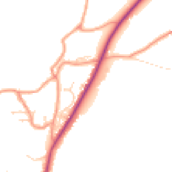 Daytime road noise heatmap for PE11 3YE