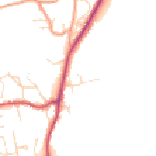 Daytime road noise heatmap for PE11 3YF