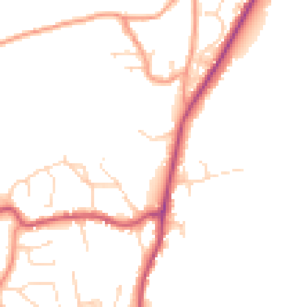 Daytime road noise heatmap for PE11 3YH