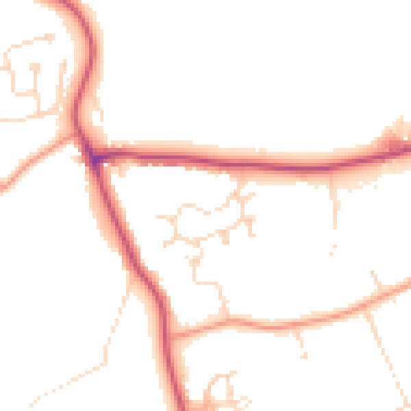 Daytime road noise heatmap for PE11 3YJ