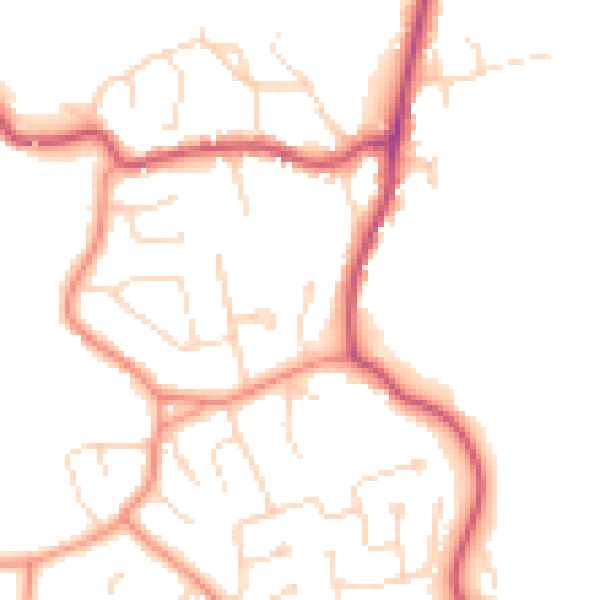 Daytime road noise heatmap for PE11 3YT