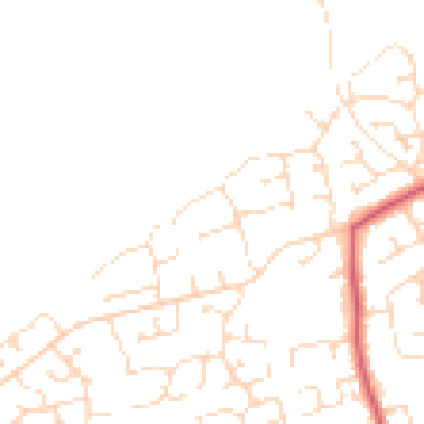 Daytime road noise heatmap for PE11 3ZG