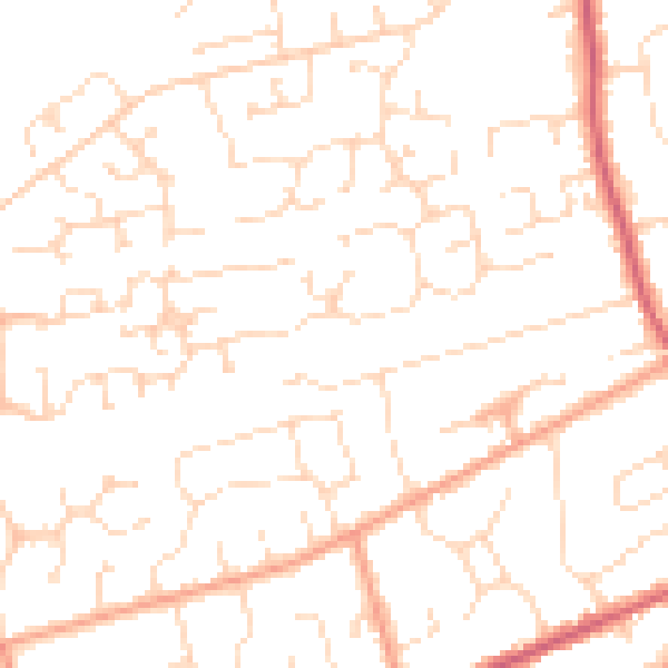 Daytime road noise heatmap for PE11 3ZL