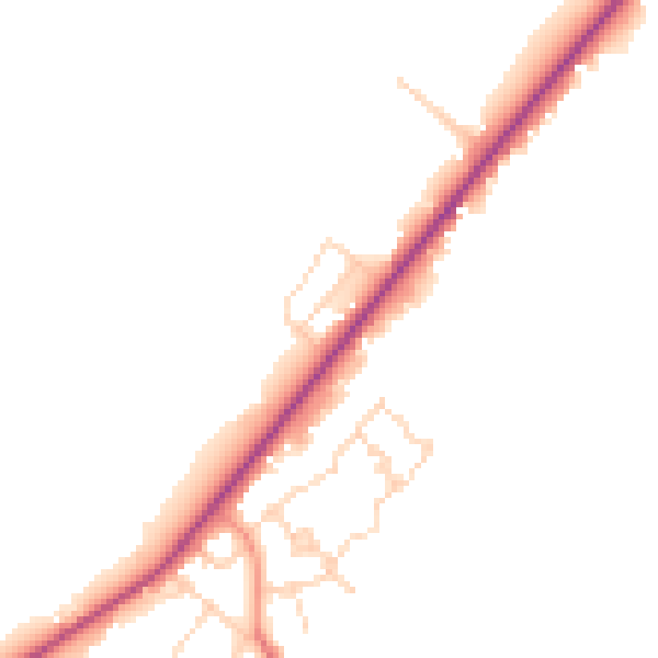Daytime road noise heatmap for PE11 3ZP