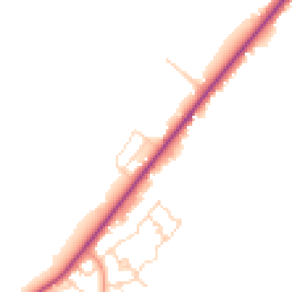 Daytime road noise heatmap for PE11 3ZQ