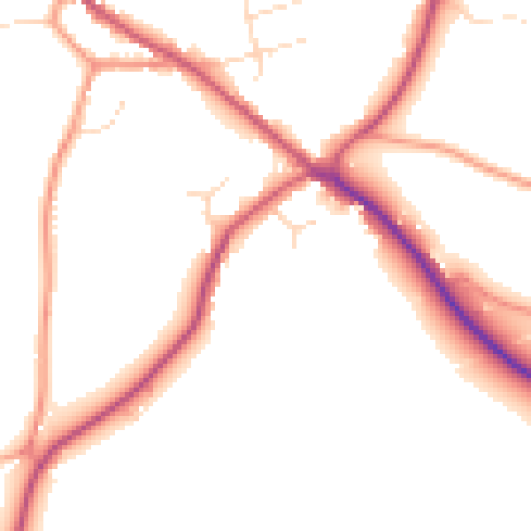 Daytime road noise heatmap for PE11 4EQ