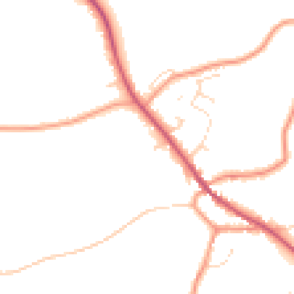 Daytime road noise heatmap for PE11 4FA