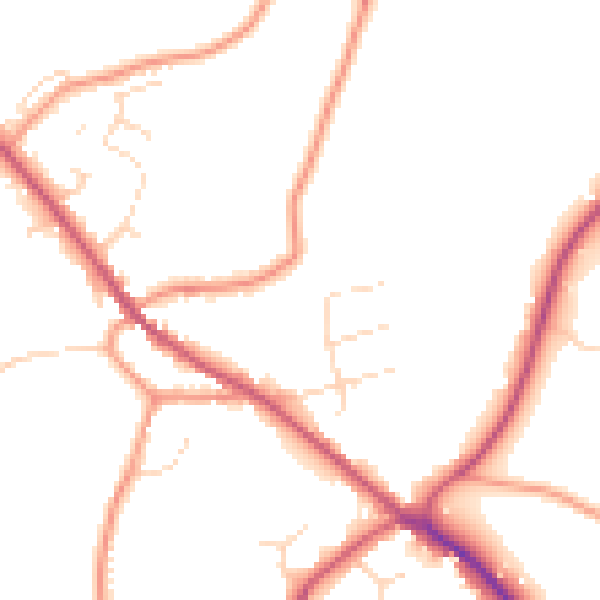 Daytime road noise heatmap for PE11 4FH