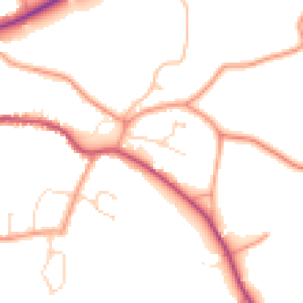 Daytime road noise heatmap for PE11 4FZ