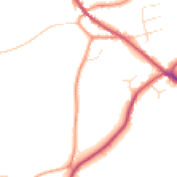 Daytime road noise heatmap for PE11 4GZ