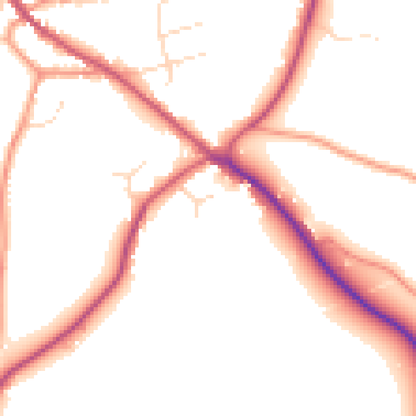 Daytime road noise heatmap for PE11 4HF