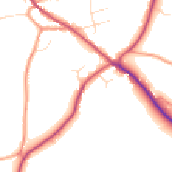 Daytime road noise heatmap for PE11 4HG