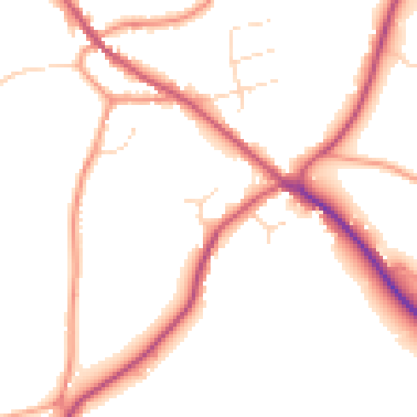 Daytime road noise heatmap for PE11 4HQ
