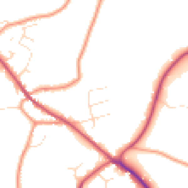 Daytime road noise heatmap for PE11 4HR