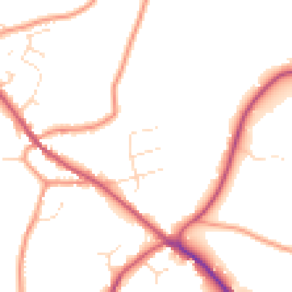 Daytime road noise heatmap for PE11 4HS