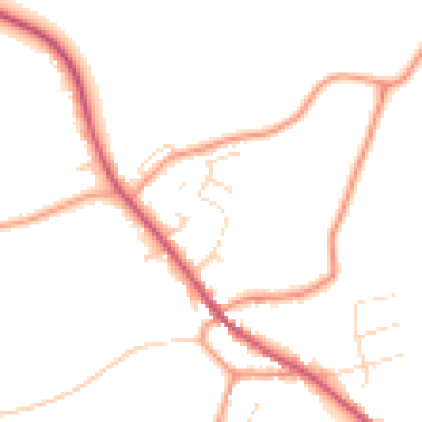 Daytime road noise heatmap for PE11 4HU