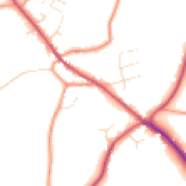 Daytime road noise heatmap for PE11 4LX