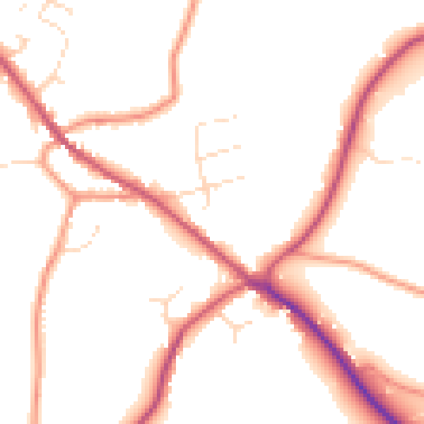 Daytime road noise heatmap for PE11 4LY