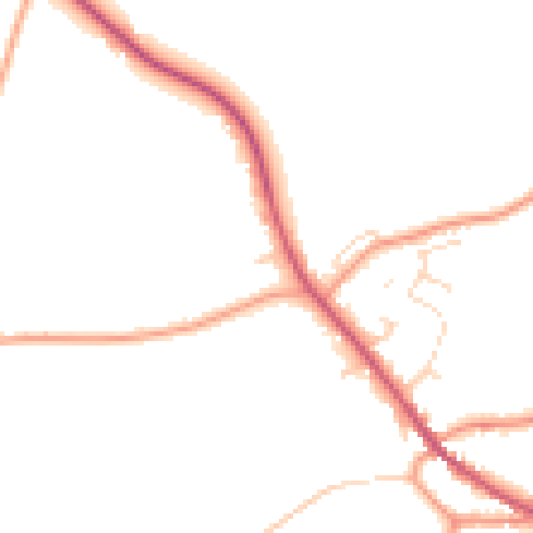 Daytime road noise heatmap for PE11 4LZ