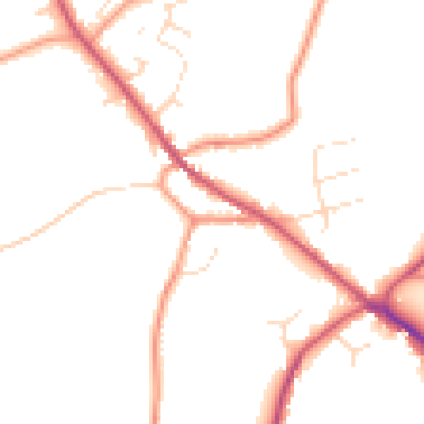 Daytime road noise heatmap for PE11 4NQ