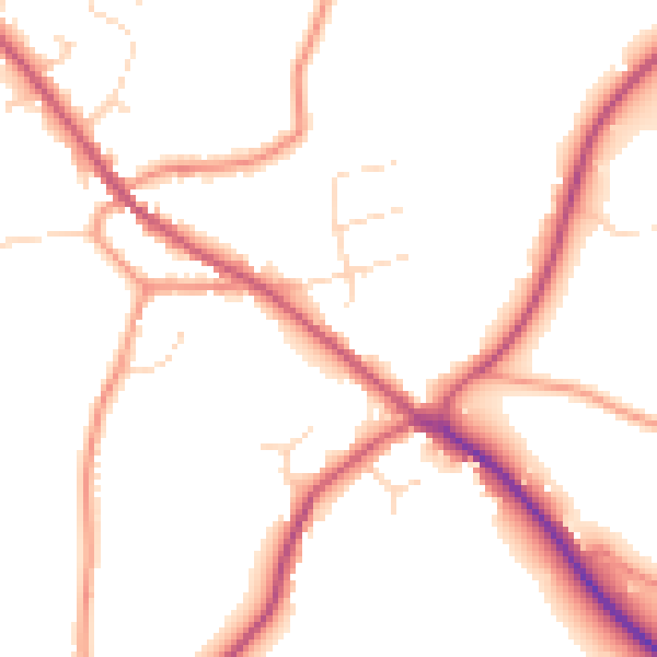 Daytime road noise heatmap for PE11 4NW