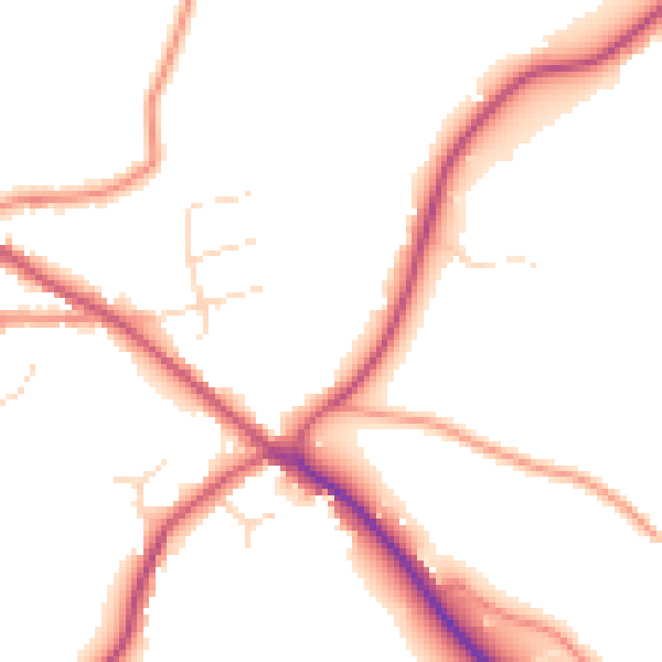 Daytime road noise heatmap for PE11 4PP