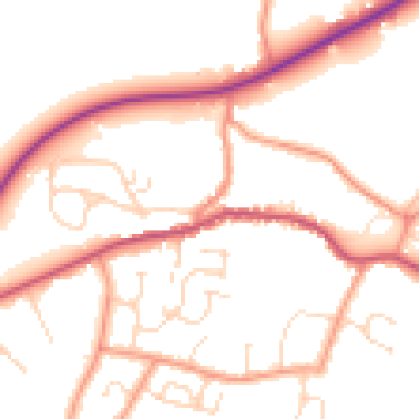 Daytime road noise heatmap for PE11 4ST