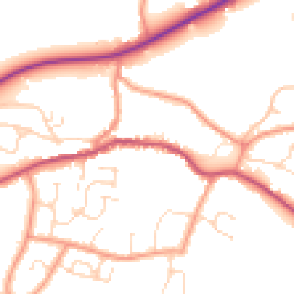 Daytime road noise heatmap for PE11 4TA