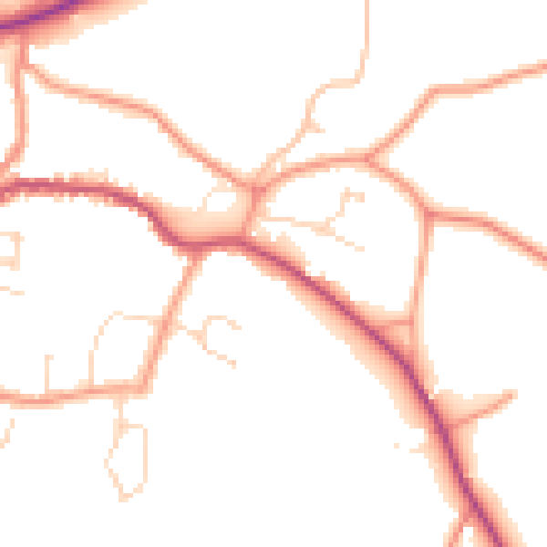 Daytime road noise heatmap for PE11 4TD
