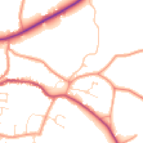 Daytime road noise heatmap for PE11 4TQ