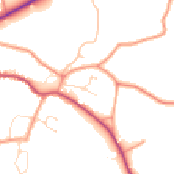 Daytime road noise heatmap for PE11 4TU