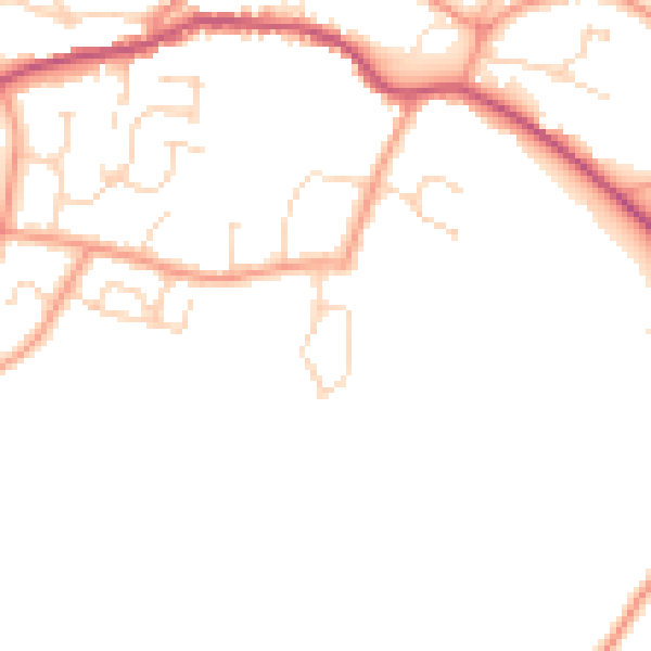 Daytime road noise heatmap for PE11 4TX