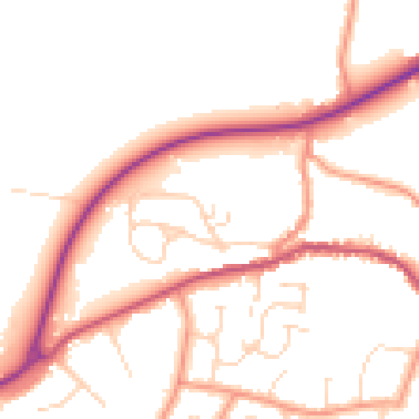 Daytime road noise heatmap for PE11 4UB
