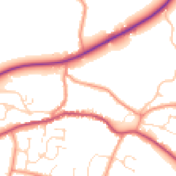 Daytime road noise heatmap for PE11 4UD