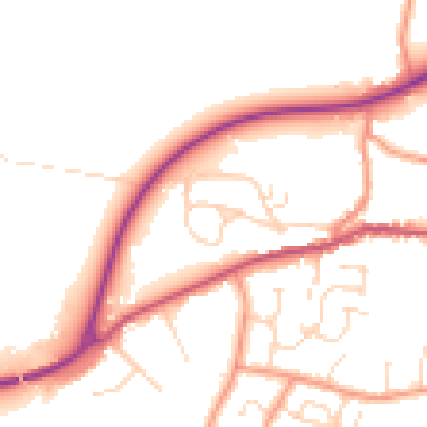 Daytime road noise heatmap for PE11 4UG