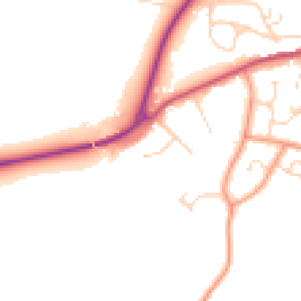 Daytime road noise heatmap for PE11 4UP