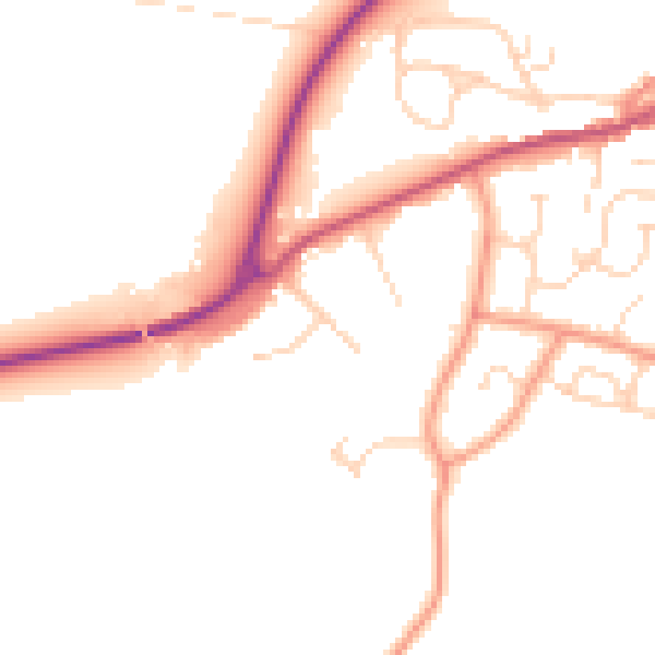 Daytime road noise heatmap for PE11 4UW